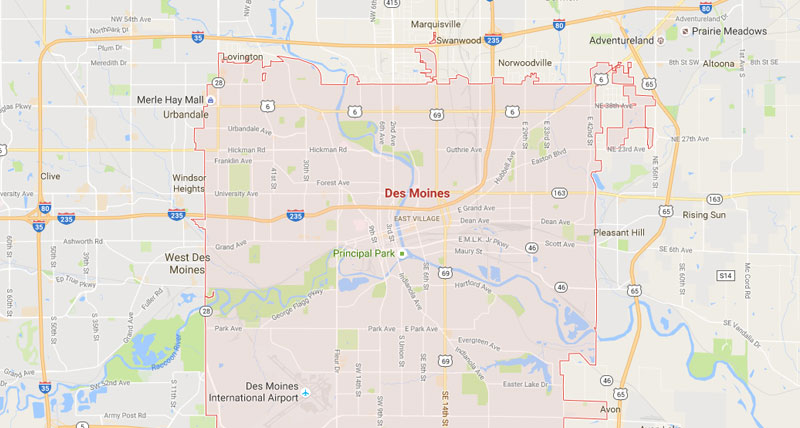 Map Discount Locksmith Service Area Des Moines Iowa